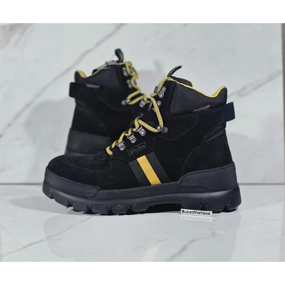 Polo Country Ralph Lauren Oslo Tactical Boots Black Yellow NEW Mens Size 10.5